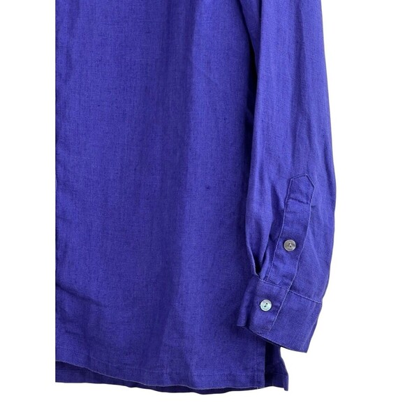 Lino by Chico's Purple 100% Linen Button Down Shirt Size 0 (Size 4) Pockets - Picture 5 of 8